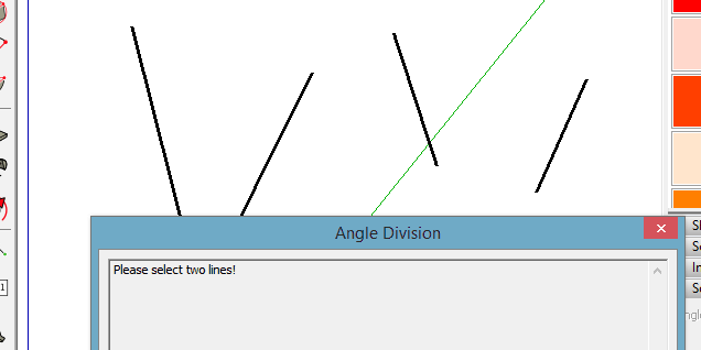 For angle division please select two single lines.