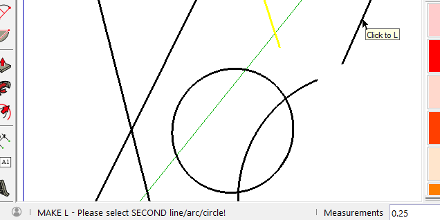 Select the second element. Both elements must be part of the same plane. Input value of the radius of the corner. "0" means no rounding, input decimal point, not comma.