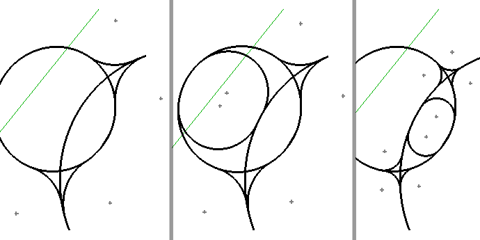 Make L draws every possible arc of the defined radius. Here are three examples with different radius and different number of output arcs.